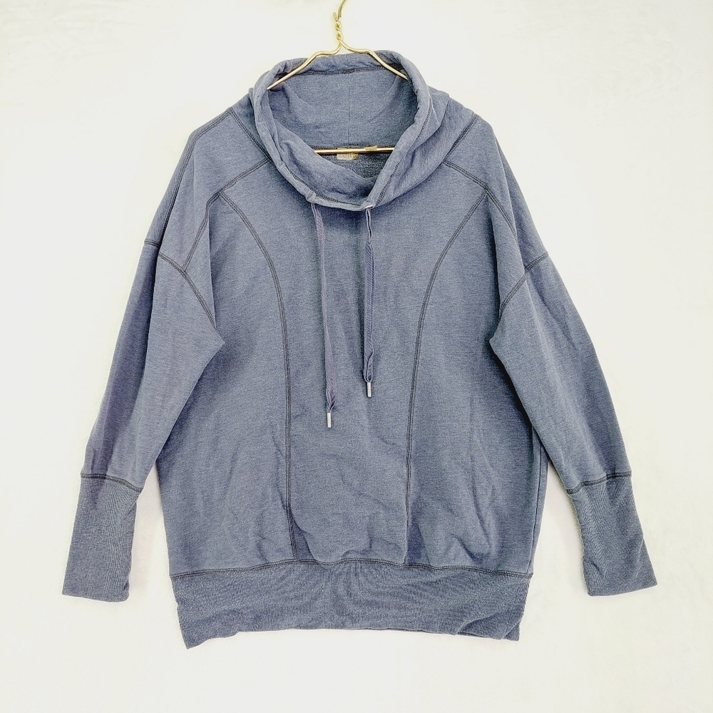 Zella Purple Gray Cowl Neck Elastic Cuff Comfy Athleisure Sweatshirt P3350